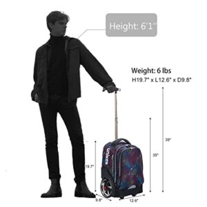 UNIKER Rolling Laptop Bag for 14 Inch,Travel Roller Bag Women,Wheeled Computer Bag,Wheeled Bookbag High School,Trolley School Bag,Cool Schoolbag with Big Wheels