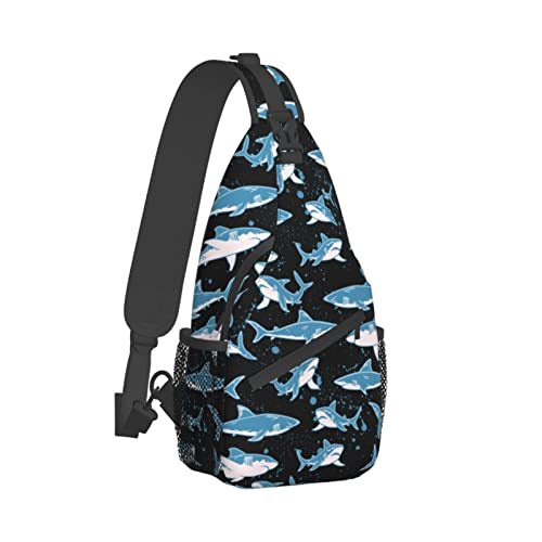 Yrebyou Shark Sling Bag for Women Men Crossbody Strap Backpack Lightweight Waterproof Travel Hiking Daypack Shoulder Bag