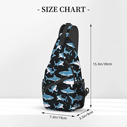 Yrebyou Shark Sling Bag for Women Men Crossbody Strap Backpack Lightweight Waterproof Travel Hiking Daypack Shoulder Bag