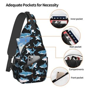 Yrebyou Shark Sling Bag for Women Men Crossbody Strap Backpack Lightweight Waterproof Travel Hiking Daypack Shoulder Bag