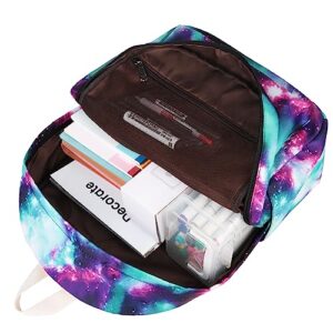 Airyard School Backpack for Teen Girls, Lightweight Girls Womens Backpack with Lunch Box Set Kids Backpack Casual Daypack BookBag (Galaxy Green)