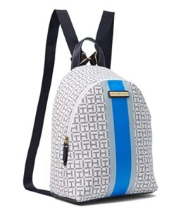 tommy hilfiger ainsley ii smalldome backpack coated square monogram optic white/tommy navy one size