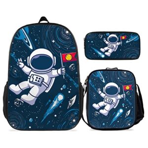 kxzoylm outer space backpack universe galaxy backpack 3 pieces sets solar system backpack with lunch box and pencil case casual space planet astronaut shoulder bag for boys girls teens
