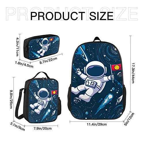 KXZOYLM Outer Space Backpack Universe Galaxy Backpack 3 Pieces Sets Solar System Backpack with Lunch Box And Pencil Case Casual Space Planet Astronaut Shoulder Bag for Boys Girls Teens