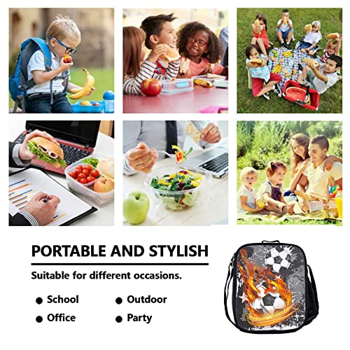 KXZOYLM Fire Soccer Backpack Cool Football School Backpacks 3 Pieces Set Camo Soccer School Bookbag with Lunch Bag And Pencil Case Casual Soccer Shoulder Bag for Boys Girls Teens