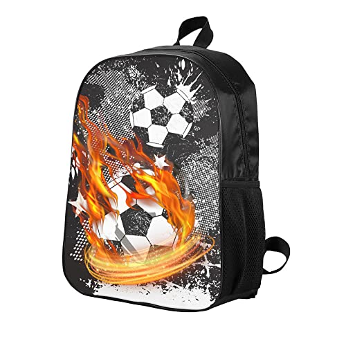 KXZOYLM Fire Soccer Backpack Cool Football School Backpacks 3 Pieces Set Camo Soccer School Bookbag with Lunch Bag And Pencil Case Casual Soccer Shoulder Bag for Boys Girls Teens