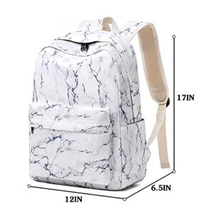 LIMHOO School Backpack for Teen Girls, Teenagers School Bags, Women Work/Business/Travel Rucksack 14Inch Laptop Bag (Marble)