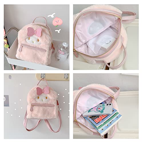 Bliqlriy Cute 3D Plush Cartoon Bag with Brooch Pin, Kawaii Backpack for Girls, mini Anime Accessories Backpack