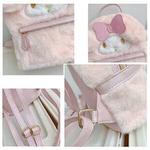 Bliqlriy Cute 3D Plush Cartoon Bag with Brooch Pin, Kawaii Backpack for Girls, mini Anime Accessories Backpack