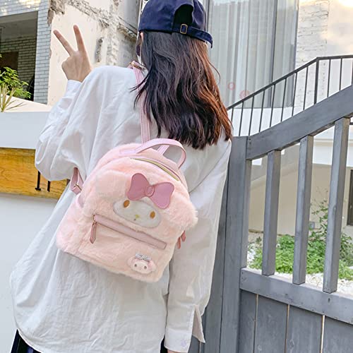 Bliqlriy Cute 3D Plush Cartoon Bag with Brooch Pin, Kawaii Backpack for Girls, mini Anime Accessories Backpack