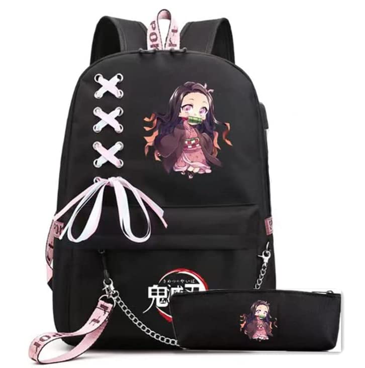 GERSH Anime Nezuko Laptop Backpack Anime Backpack School Backpack Laptop Bag 17.7 inch (Nezuko)