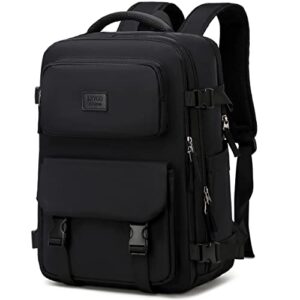 travel laptop backpack, business work backpacks large college bookbag for women men water resistant daypack airline approved gym bag fits 17 inch notebook & laptops - black