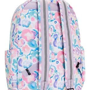 Kipling Women's Seoul 15" Laptop Backpack, Durable, Roomy with Padded Shoulder Straps, Aqua Flowers, 12.8''L x 17.3''H x 9''D