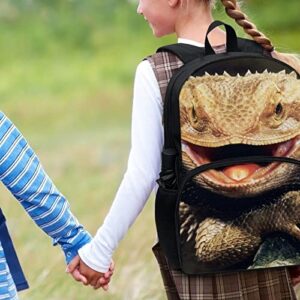 Glomenade Bearded Dragon Lizards Backpack for School Kids Boys Large Capacity Schoolbags with Side Pockets Durable Bookbags,17 Inches