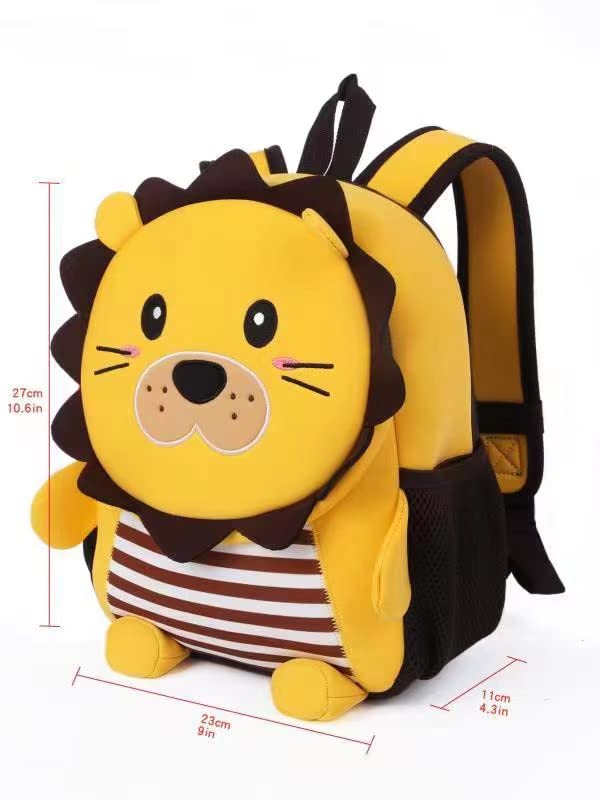 JoyRokaro Cute Toddler Backpack - Waterproof Preschool Backpack Lunch Bag for Kids 3-6 - 3D Neoprene Cartoon Animal Schoolbag for Toddlers - Lion Backpack for 3 4 5 6 Years Boys Girls Gift