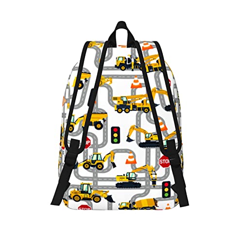 UMTRTLL Truck Car Canvas Backpack Cute Casual Backpacks Construction Pattern Bookbag Daypack Sports Travel Bag For Toddler Teen Boys Girls Men Gifts (Small)