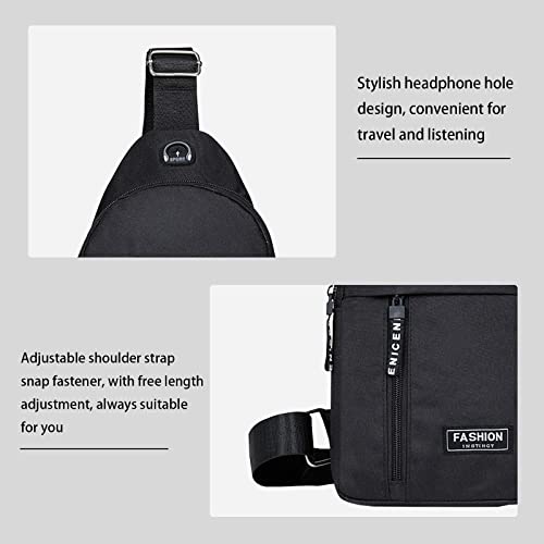 Crossbody Sling Bag, Waterproof Sling Backpack Bag with USB Charging Port, Small Sling Crossbody Chest Shoulder Bag #B