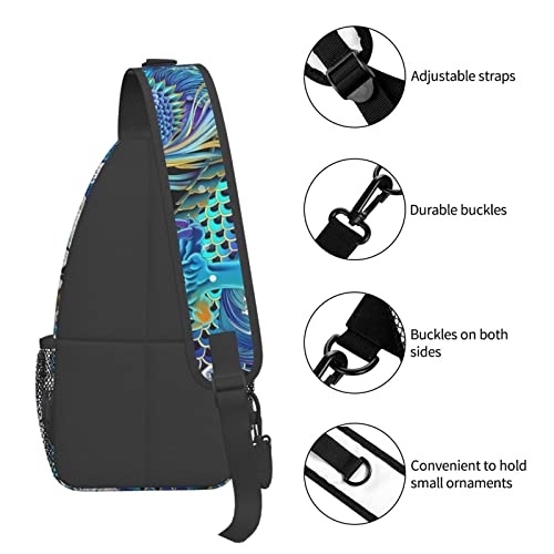 Dragon Pattern Sling Backpack,Travel Hiking Daypack Chest Bag Shoulder Daypack Crossbody Bags For Women Men