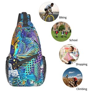 Dragon Pattern Sling Backpack,Travel Hiking Daypack Chest Bag Shoulder Daypack Crossbody Bags For Women Men