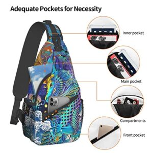 Dragon Pattern Sling Backpack,Travel Hiking Daypack Chest Bag Shoulder Daypack Crossbody Bags For Women Men