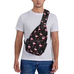 Qurdtt Pink Flamingo Sling Bag Chest Bags Crossbody Shoulder Backpack Travel Hiking Daypack For Men Women