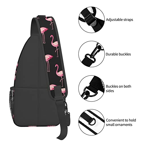 Qurdtt Pink Flamingo Sling Bag Chest Bags Crossbody Shoulder Backpack Travel Hiking Daypack For Men Women