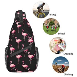 Qurdtt Pink Flamingo Sling Bag Chest Bags Crossbody Shoulder Backpack Travel Hiking Daypack For Men Women