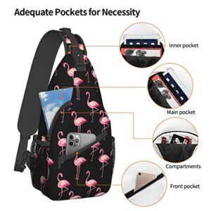 Qurdtt Pink Flamingo Sling Bag Chest Bags Crossbody Shoulder Backpack Travel Hiking Daypack For Men Women