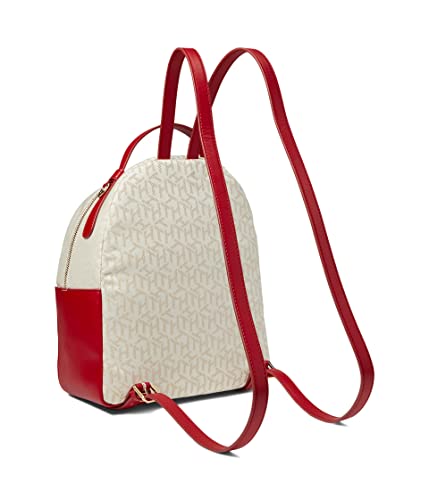 Tommy Hilfiger Schyler Smooth PVC Trim Cube Bicolor Poly Jacquard Backpack Ivory/Clayed Pebble One Size