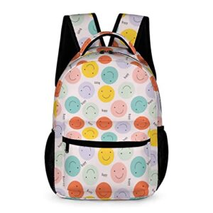 MINBHEBYUD Happy Smiley Face Prints Backpack, Lightweight Backpack Casual Daypack, Bookbag for Men Women