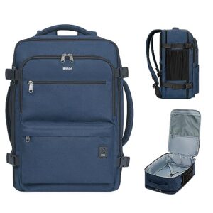 wandf travel backpack for spirit airlines personal item bag 18x14x8 with wet pocket, 17 inch laptop backpack for men women（navy blue）