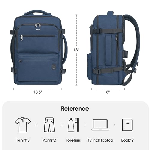 WANDF Travel Backpack For Spirit Airlines Personal Item Bag 18x14x8 with Wet Pocket, 17 Inch Laptop Backpack for Men Women（Navy Blue）