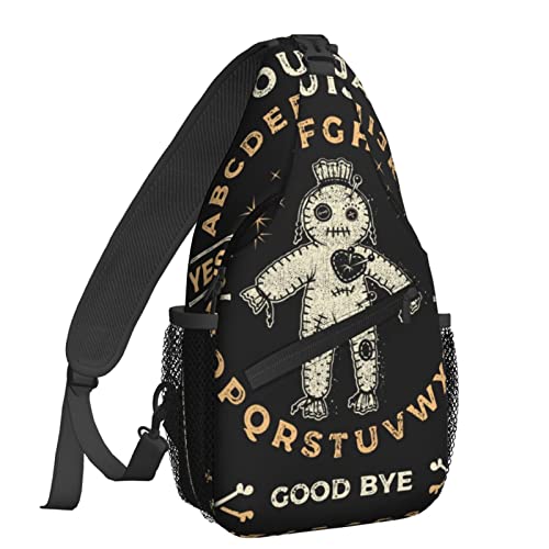 NiuKom Ouija Board Voodoo Doll Occultism Sling Backpack Crossbody Chest Bag Crossbody Shoulder Bag Gym Cycling Travel Hiking Daypack For Women Men