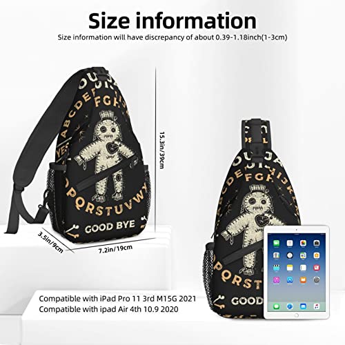 NiuKom Ouija Board Voodoo Doll Occultism Sling Backpack Crossbody Chest Bag Crossbody Shoulder Bag Gym Cycling Travel Hiking Daypack For Women Men