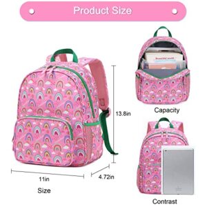 BUG Toddler Kids Backpack For Girls Boys, Cute Small Backpacks for Preschool and Kindergarten with Adjustable Padded Shoulder Straps, Pink Rainbow