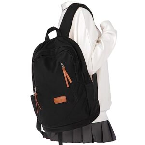 wepoet simple black shool backpack for teens girls,waterproof middle school bookbags boys,lightweight casual travel daypack canvas back pack,aesthetic college backpack women&men