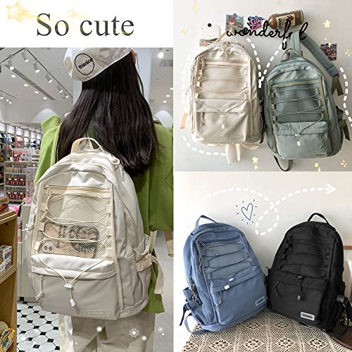 EKUIZAI Solid Color Simple Elementary Backpack for Girls Middle School Bookbag Large Capacity School Bag