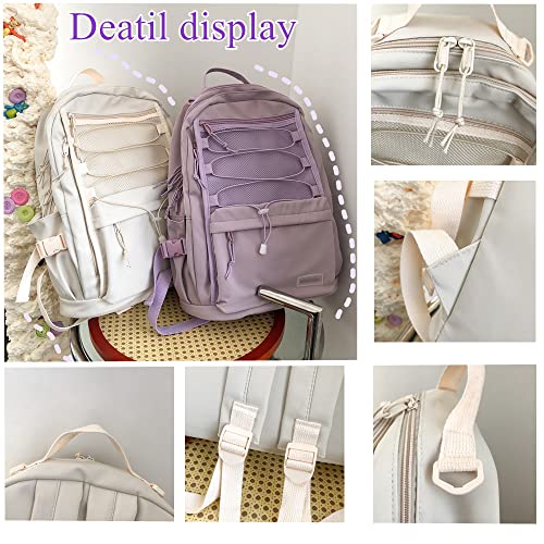 EKUIZAI Solid Color Simple Elementary Backpack for Girls Middle School Bookbag Large Capacity School Bag