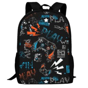 d-wolves funny video game weapon gamer backpack for girls boys teens women men, college student bookbag casual hiking daypack, perfect for back to school travel library outdoor