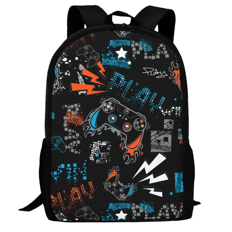 D-WOLVES Funny Video Game Weapon Gamer Backpack for Girls Boys Teens Women Men, College Student Bookbag Casual Hiking Daypack, Perfect for Back to School Travel Library Outdoor