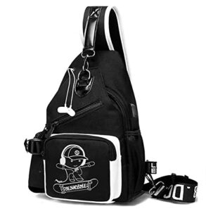 mcwth sling bag for teen boys, luminous chest pack waterproof travel shoulder backpack (skateboard boy)