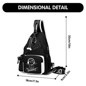 MCWTH Sling Bag for Teen Boys, Luminous Chest Pack Waterproof Travel Shoulder Backpack (Skateboard Boy)