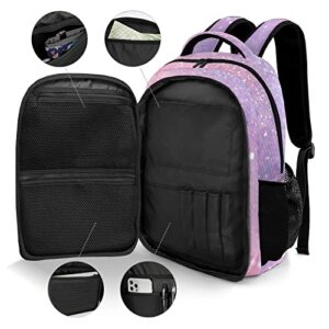 Anneunique Custom Pink Diamond Backpack Custom Name Large Capacity Shoulder Bags for Sports Party