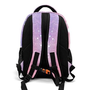 Anneunique Custom Pink Diamond Backpack Custom Name Large Capacity Shoulder Bags for Sports Party