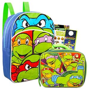 teenage mutant ninja turtles mini backpack with lunch box set - bundle with 11” tmnt backpack, lunch bag, stickers, more | tmnt backpack for toddler boys