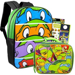 teenage mutant ninja turtles backpack with lunch bag for boys - bundle with 15” tmnt backpack, lunch box, stickers, more | tmnt backpack set
