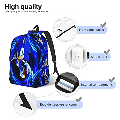 Pettidol Cartoon Soniccs Backpack Canvas Backpack Game Book Bag Man Travel Backpack Birthday Gift Work Bag