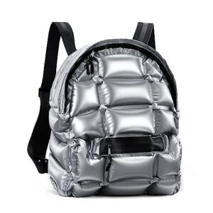 buti4wld puffer backpack travel gym bag fashion inflatable designed waterproof backpack and lightweight with large capacity backpack for women and men, silver