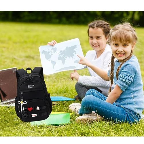 MITOWERMI Backpack for Girls Boys School Bags Lightweight Elementary School Backpack Durable Kids Bookbags for Middle Students(BLACK)