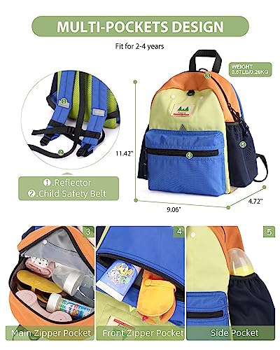 UPPACK Kids Backpack Toddler Backpack for Girls Boys School Backpack Leash for Toddlers Backpack Preschool Cute Backpack for Kids Duffle Bag 3-6 Kindergarten Backpack Small Bookbag Blue Green Small